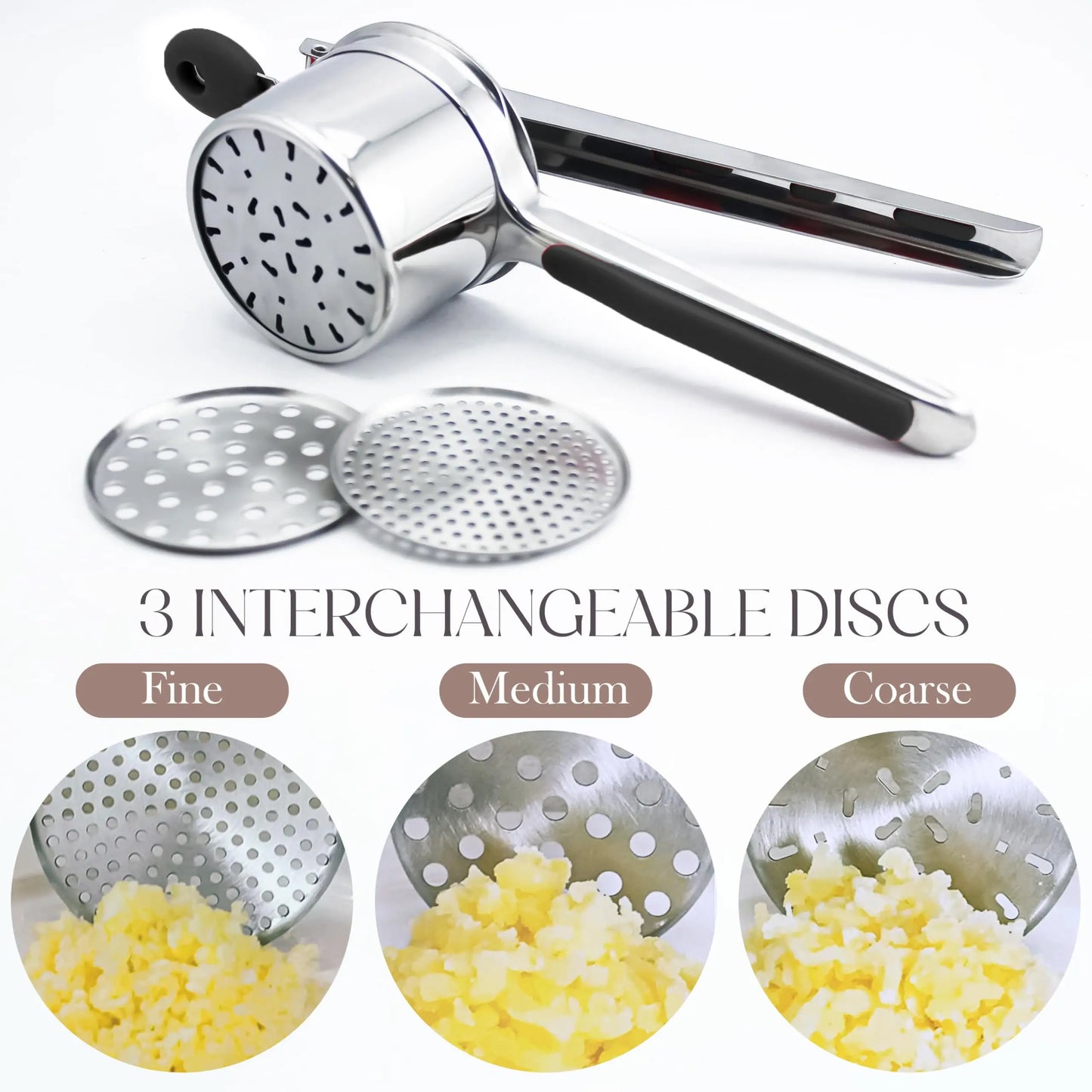 Heavy Duty Stainless Steel Potato Masher and Ricer Kitchen Tool for Perfect Mashed Potatoes