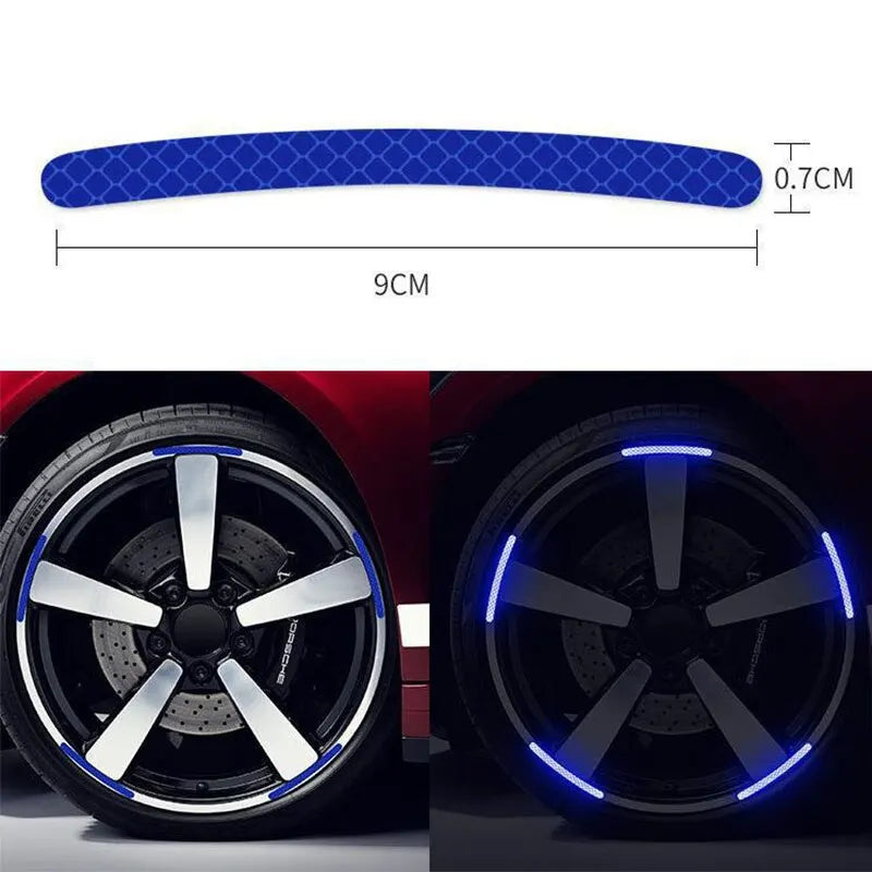 20 Pieces Car Tire Rim Reflective Stickers Night Safety Warning Strip Motorcycle Bike Auto Wheel Hub Reflector Decals