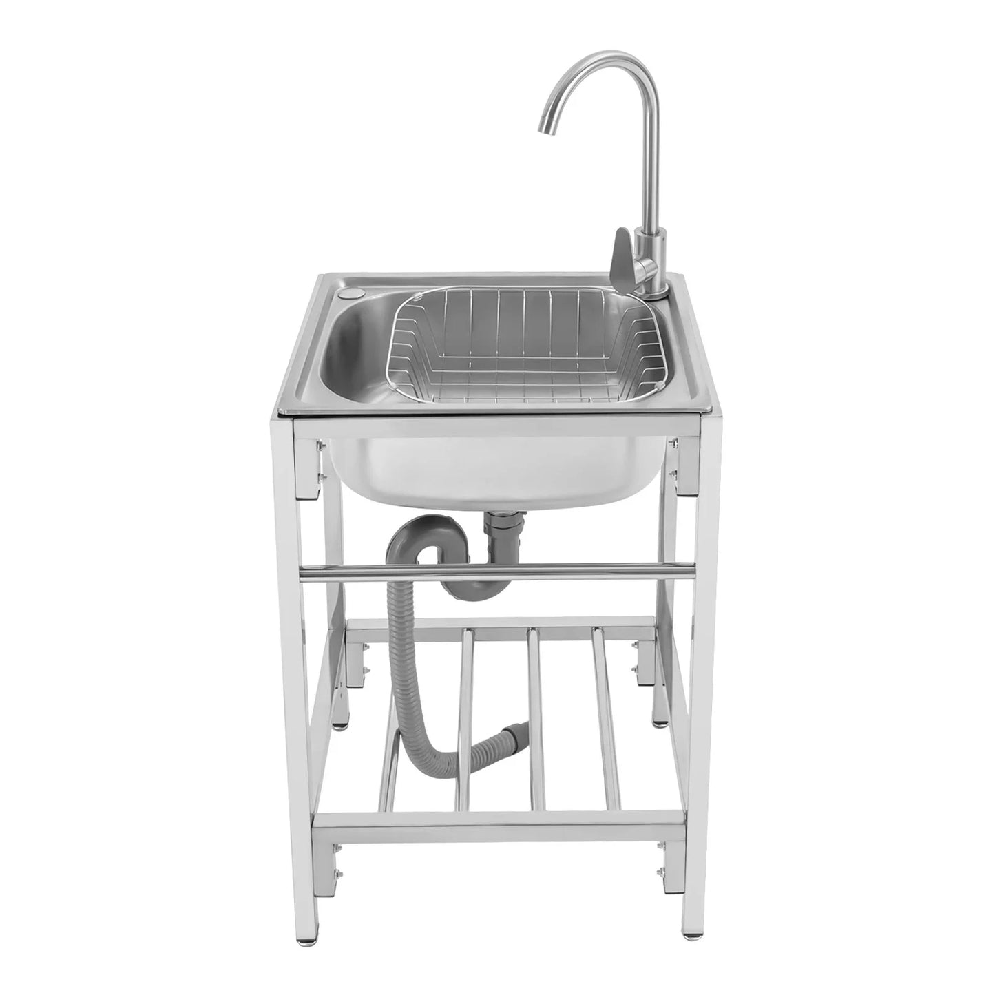 Freestanding Stainless Steel Single Bowl Kitchen Sink with Faucet