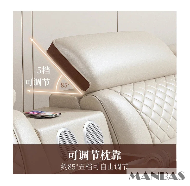 MINGDIBAOCN Italian Leather Sofa Set With Bluetooth USB