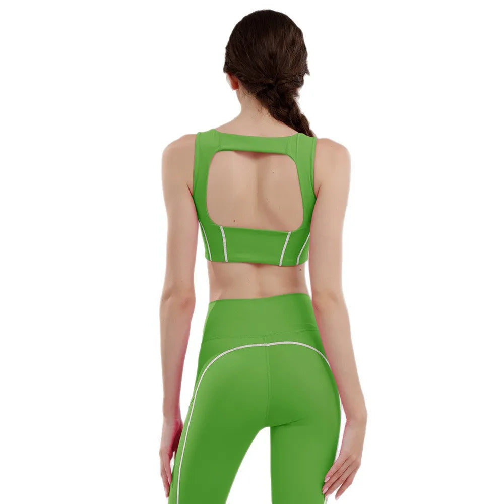 Guangdong Women Fitness Two Piece Sports Set Waist Cinching