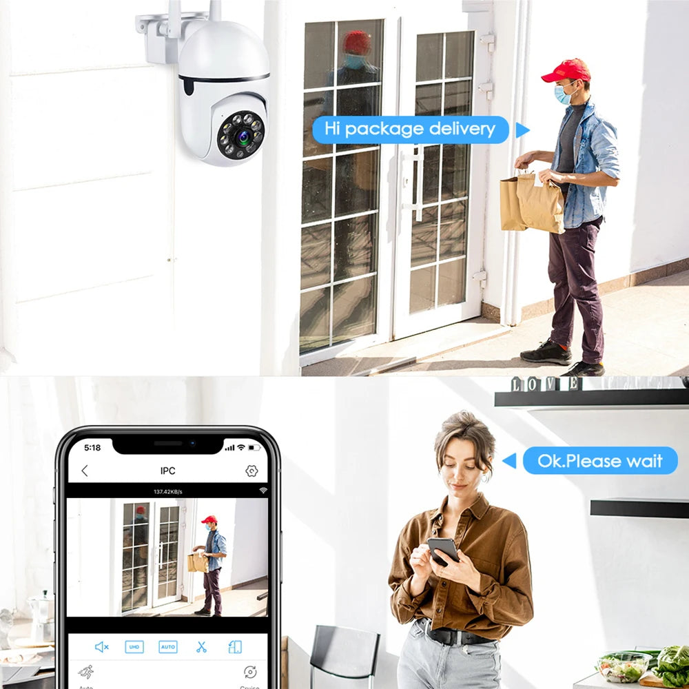 8MP Wireless Security Camera PTZ Wifi Outdoor with 4X Zoom AI Human Tracking Two Way Audio HD Night Vision