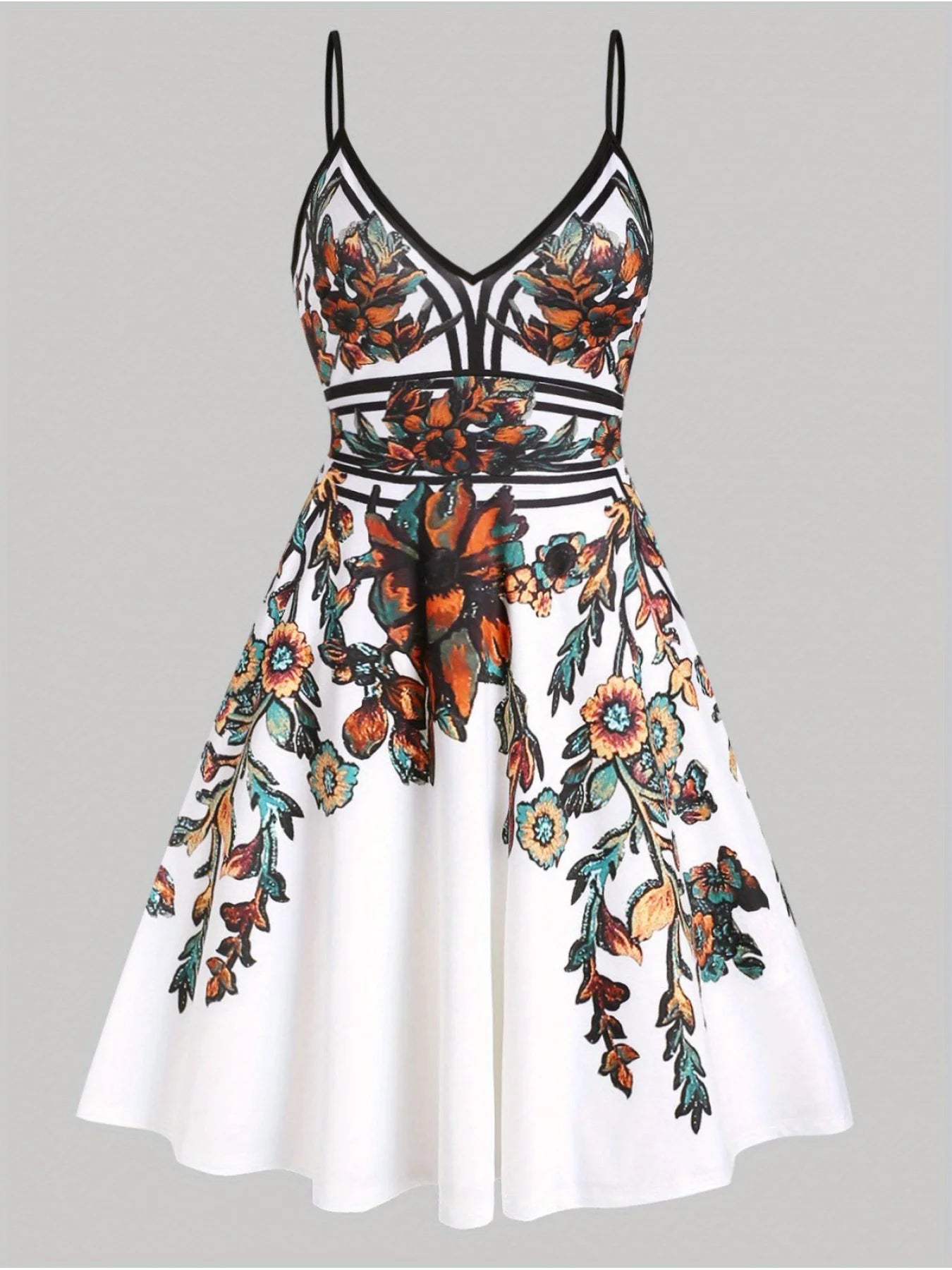 Summer Floral Print Plus Size Sling Mini Dress