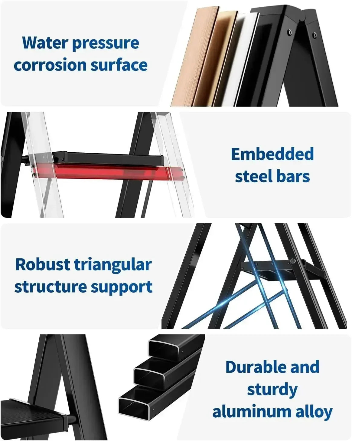 Femor Aluminum Folding Step Ladder With Anti Slip Pedal