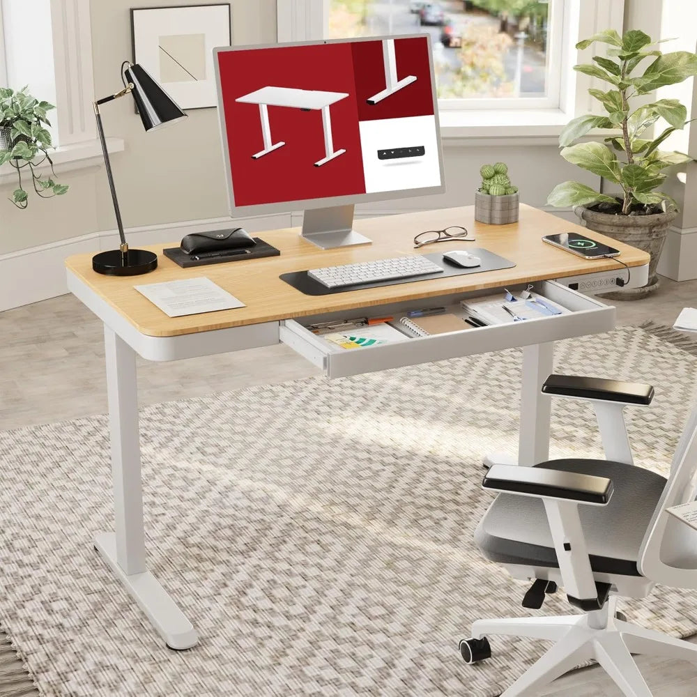 Electric Adjustable Standing Desk with Storage and USB Ports