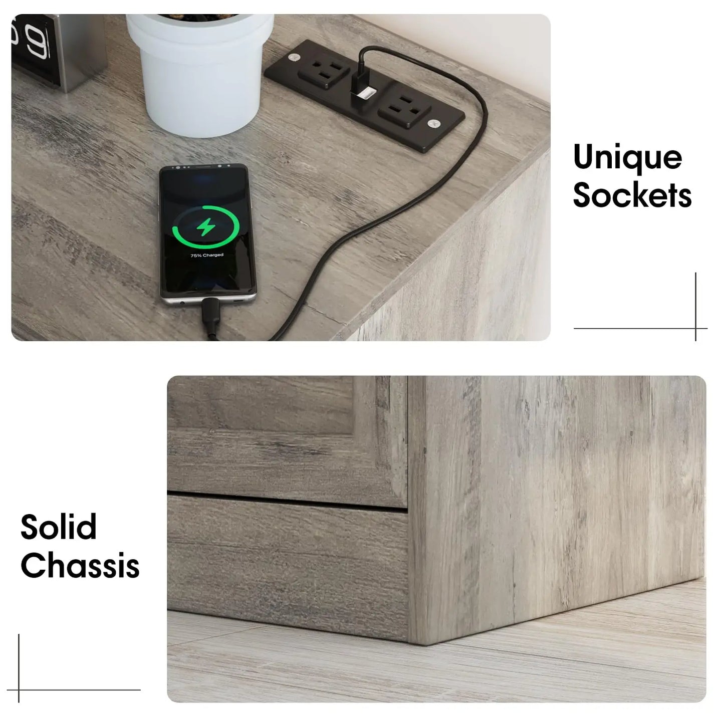 Vabches 6 Drawer Dresser For Bedroom With Power Strip