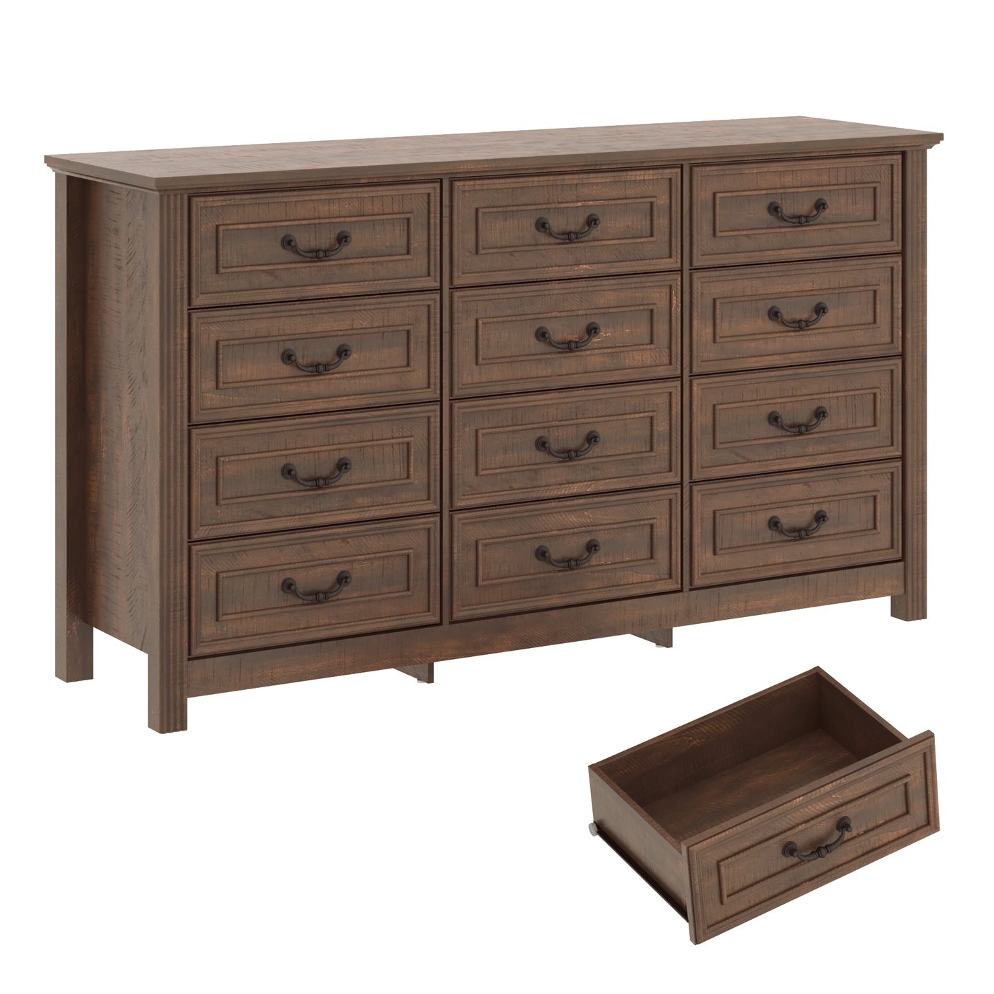 QiaoShiRen Modern Wood Dresser With 12 Drawers For Bedroom