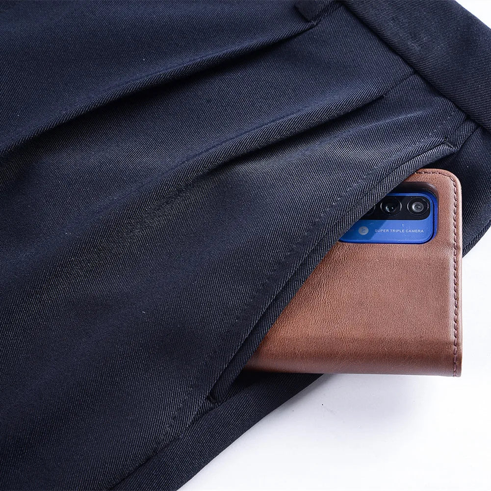 High Waist Wool Cashmere Dress Pants for Men
