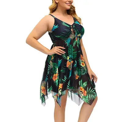 Stylish Women's Plus Size Two Piece Tankini Swimwear Set