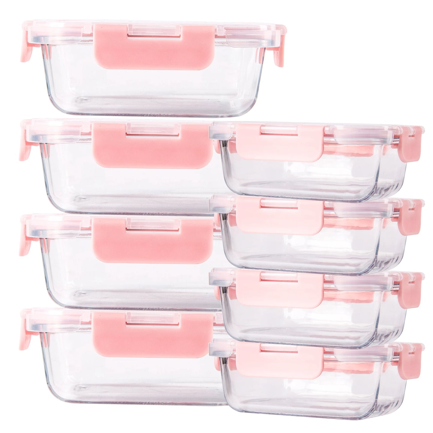 8 Piece Glass Food Storage Containers Set BPA Free Leakproof Microwave and Oven Safe Borosilicate Glass Lock Lid