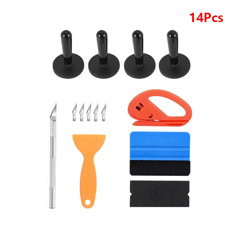 Car Vinyl Wrap Tools Automotive Film Application Kit Felt Squeegee Plastic Scraper Magnetic Holder Vinyl Knife Gripper