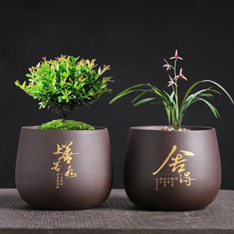 Ceramic Flower Pot For Orchid Bonsai Vase With Drain Hole