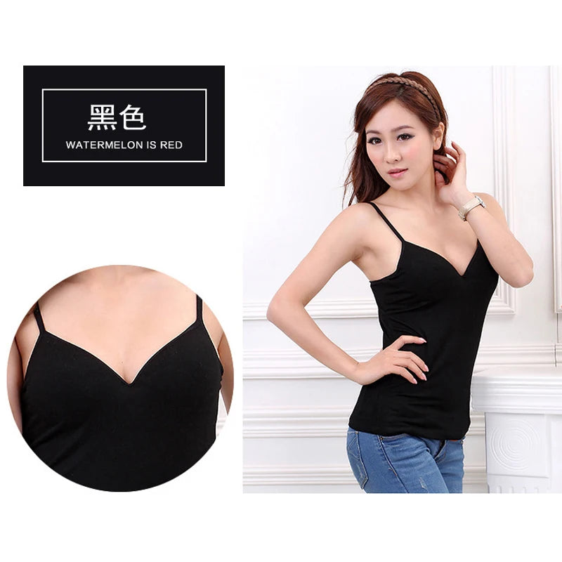 GAOKE Women's Solid Padded Camisole Top with Built-In Bra