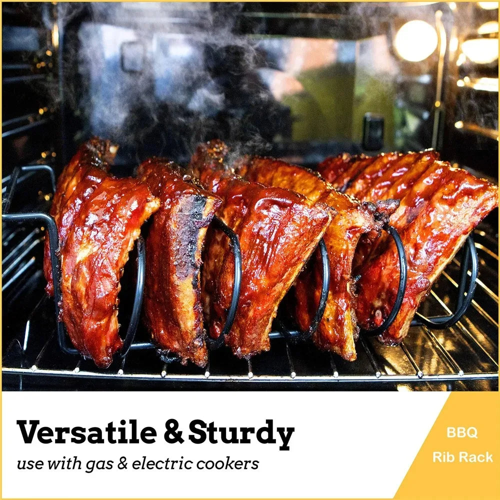Non-Stick Stainless Steel BBQ Rib Rack for Perfect Grilling