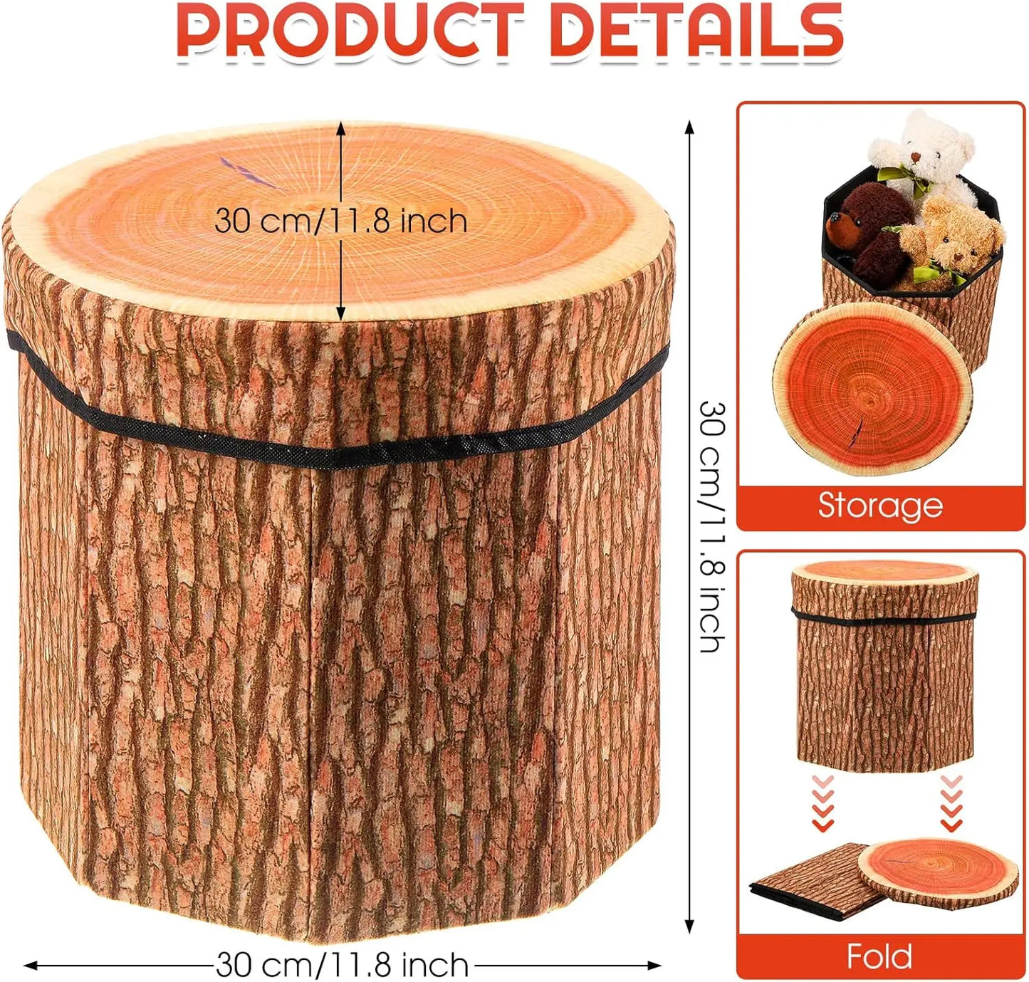 Choice Tree Stump Storage Ottoman Folding Stool With Lid