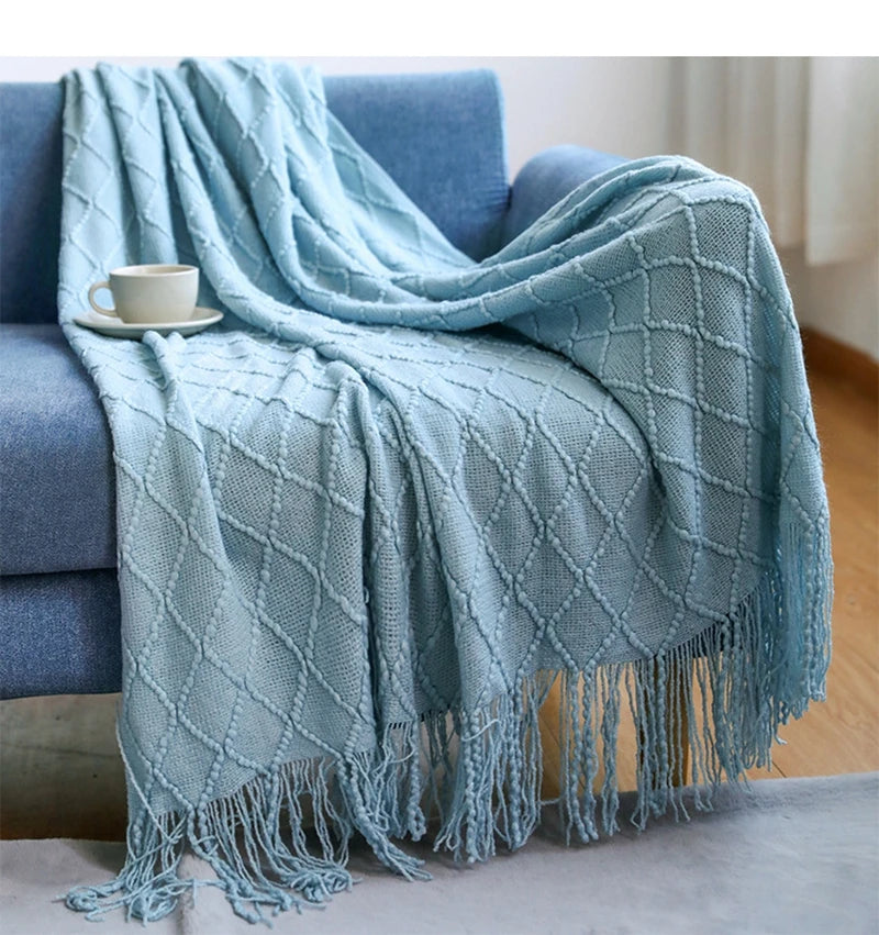 Nordic Stripes Throw Blanket Sofa Cover Bed End Towel Bedroom Decoration Leisure Soft Shawl Warm Boho Decor Bedspread