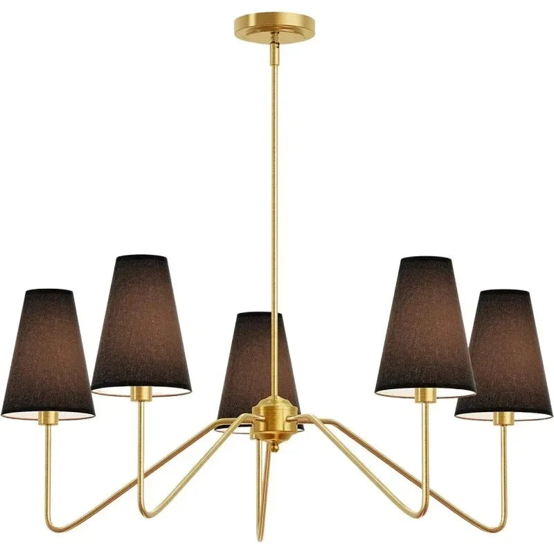 Collins Round Chandelier Fabric Branch Lamp Minimalist French Decorative Pendant Light for Hall Bedroom Study Rustic Hanging Light