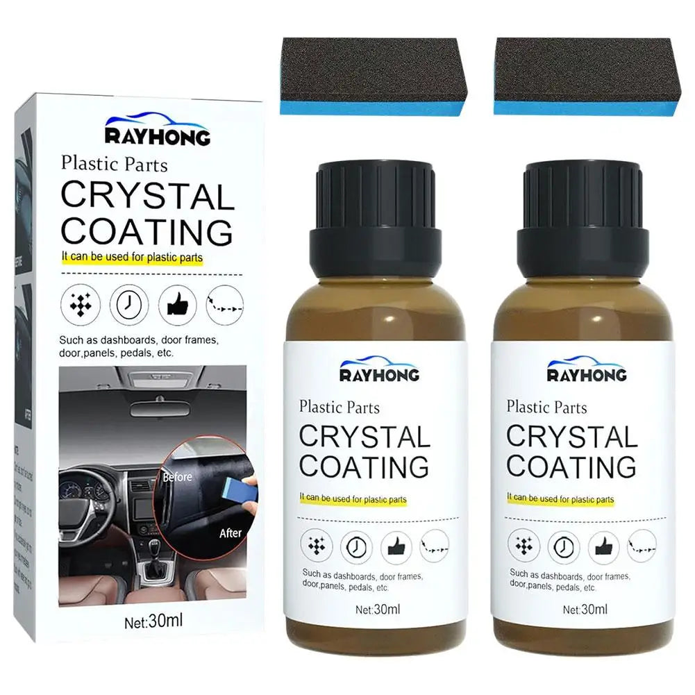30ml Crystal Coating Refurbish Agent for Plastics Parts With Sponge Long Duration Universal Plastics Restorer Car Accessories