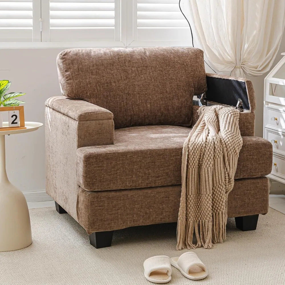 RBXC Oversized Armrest Storage Accent Chair Deep Seat