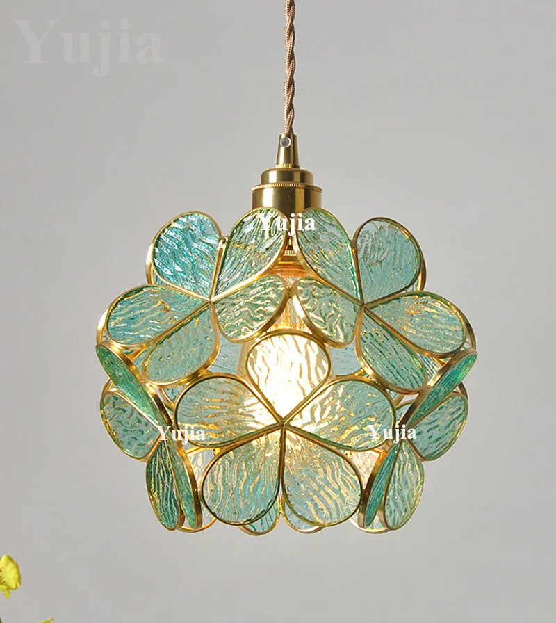 Multi Style Green Glass Pendant Light Vintage Light Fixtures Modern Chandelier Lamp for Kitchen Island