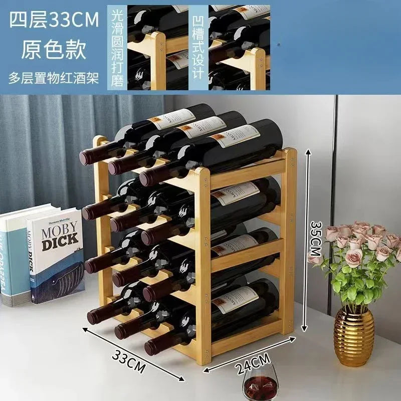 Wooden Wine Rack Display Grid Storage Shelf For Tabletop