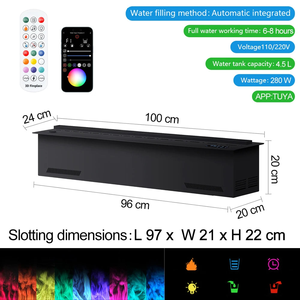 AFLYEVER Smart Atomization Fireplace With 3D Flame And Remote