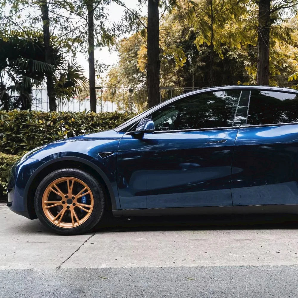 Premium Metallic Navy Blue Wrap PET DIY Vinyl Film Car Whole Body Decal PVC Sticker Protective Cover Auto Tuning Accessories