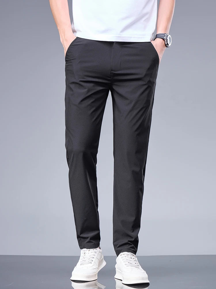 Men's Casual Ice Silk Straight Pants for Spring and Summer