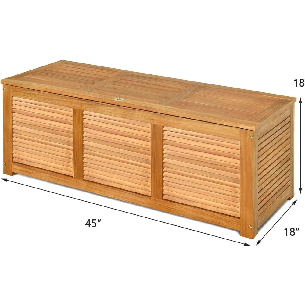 Acacia Wood Deck Box for Outdoor Storage and Organization