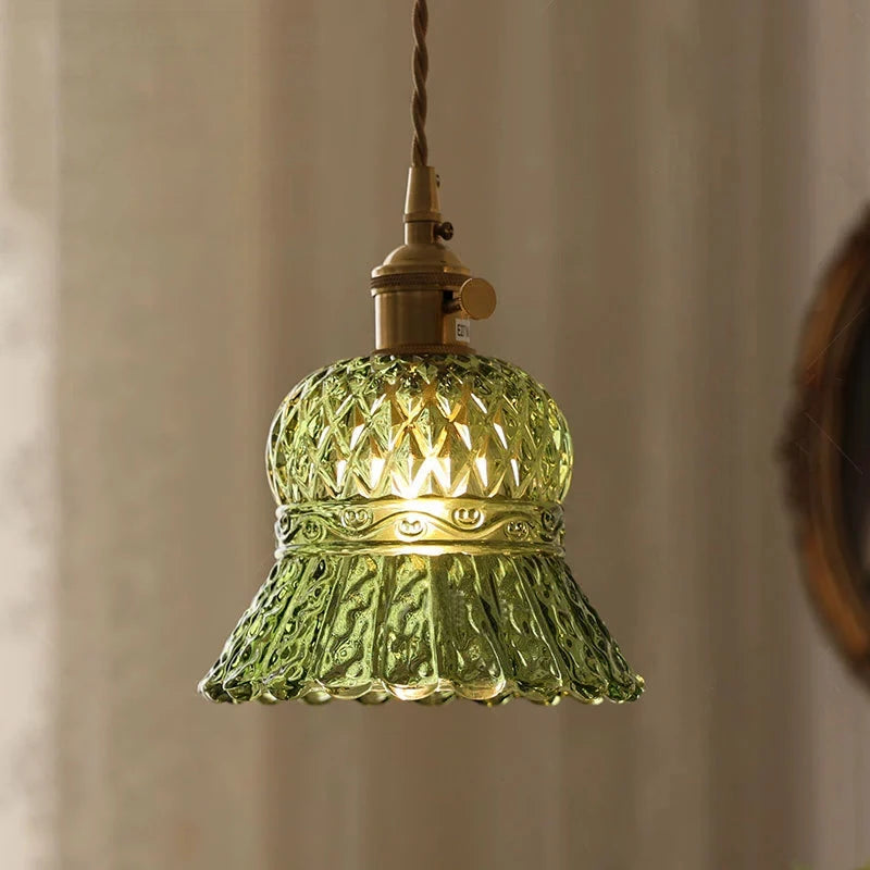 Multi Style Green Glass Pendant Light Vintage Light Fixtures Modern Chandelier Lamp for Kitchen Island