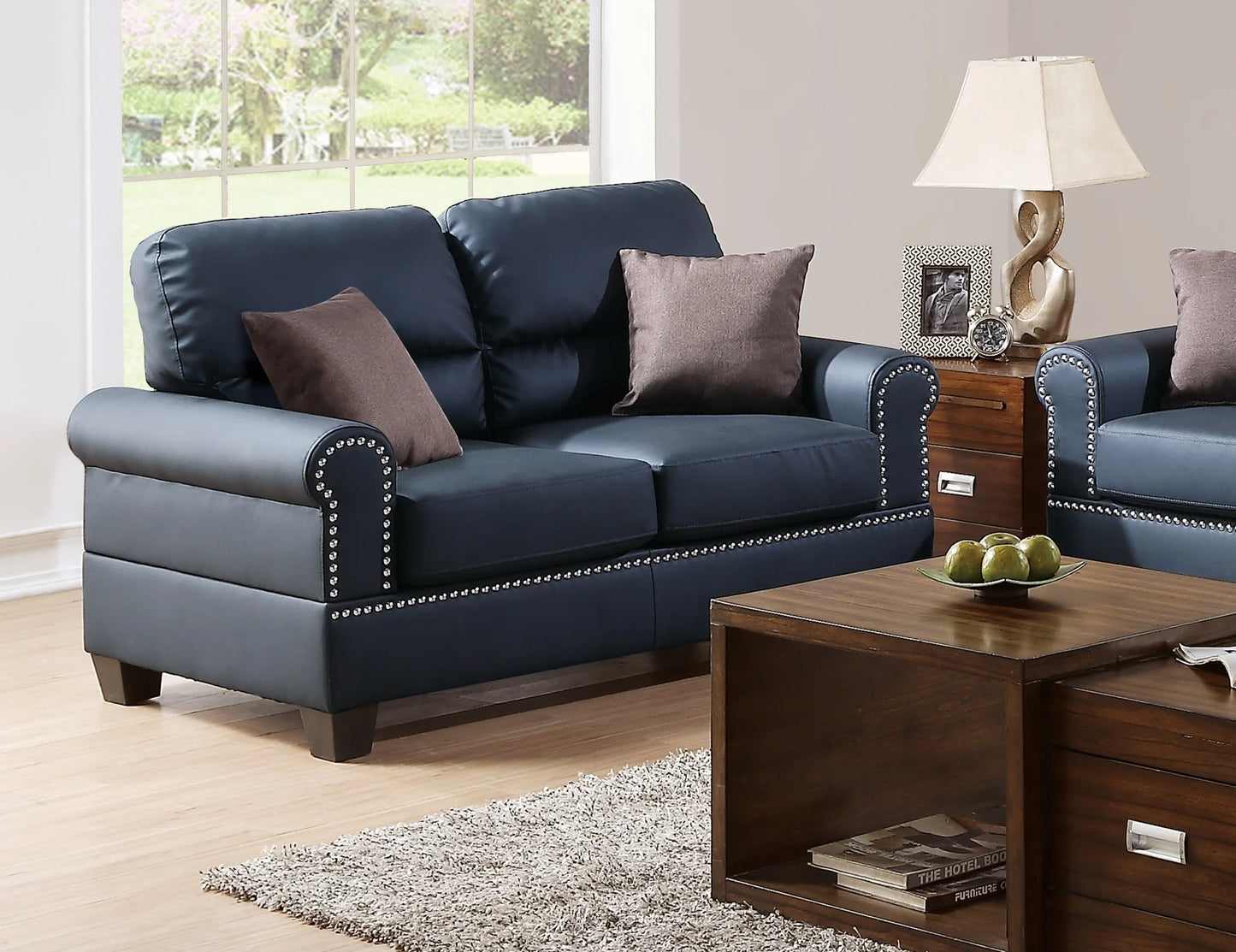 TODRANI Living Room Sofa Set Faux Leather Tufted Cushions