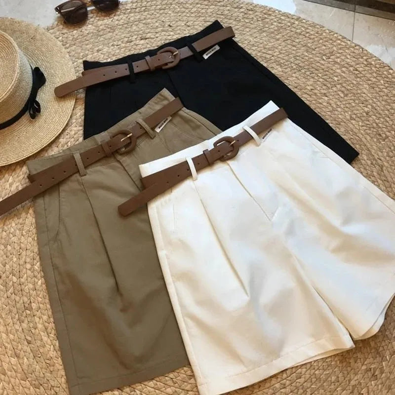 CN Guangdong Wide Leg Cotton Blend Women Shorts Casual