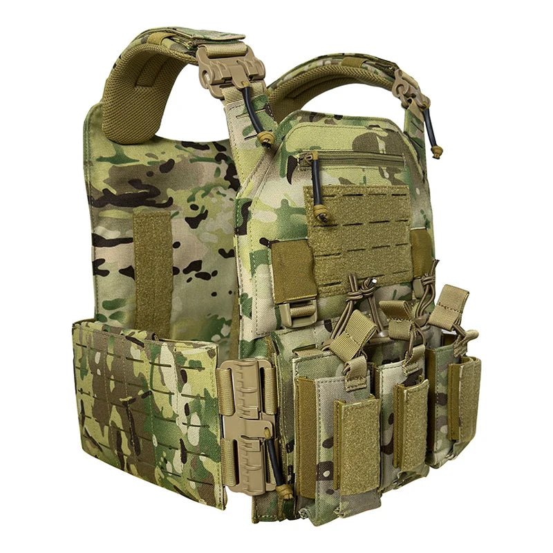 Wear Resistant Quick Release Laser Cut Molle System Outdoor Hunting Training Tactical Vest Nylon Material