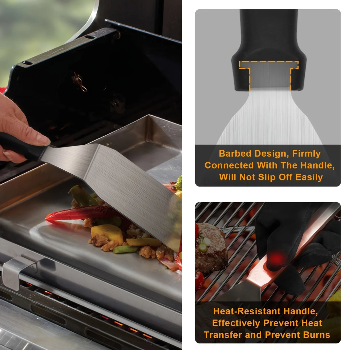 15 Piece Stainless Steel Grill Tool Set for Outdoor Cooking