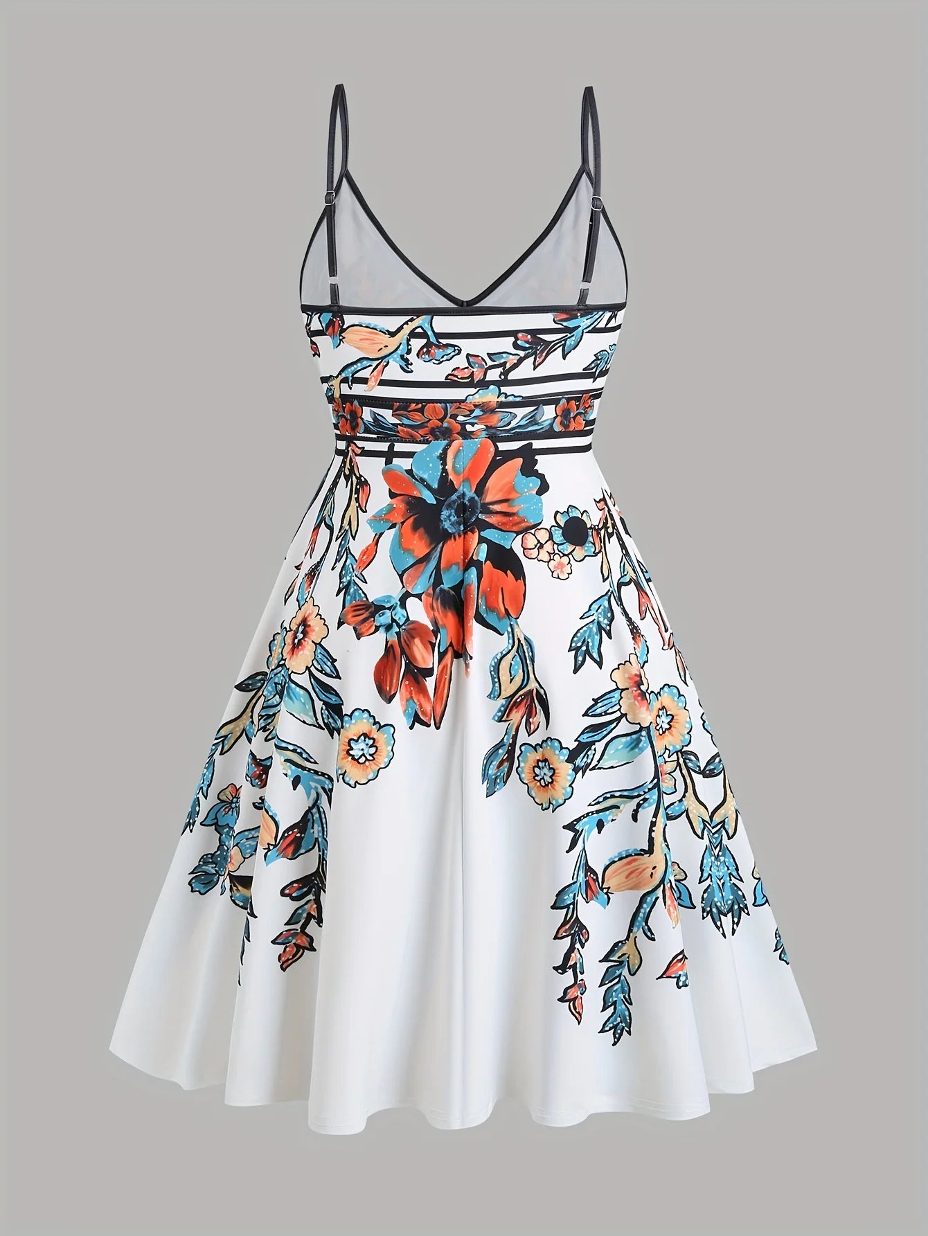 Summer Floral Print Plus Size Sling Mini Dress