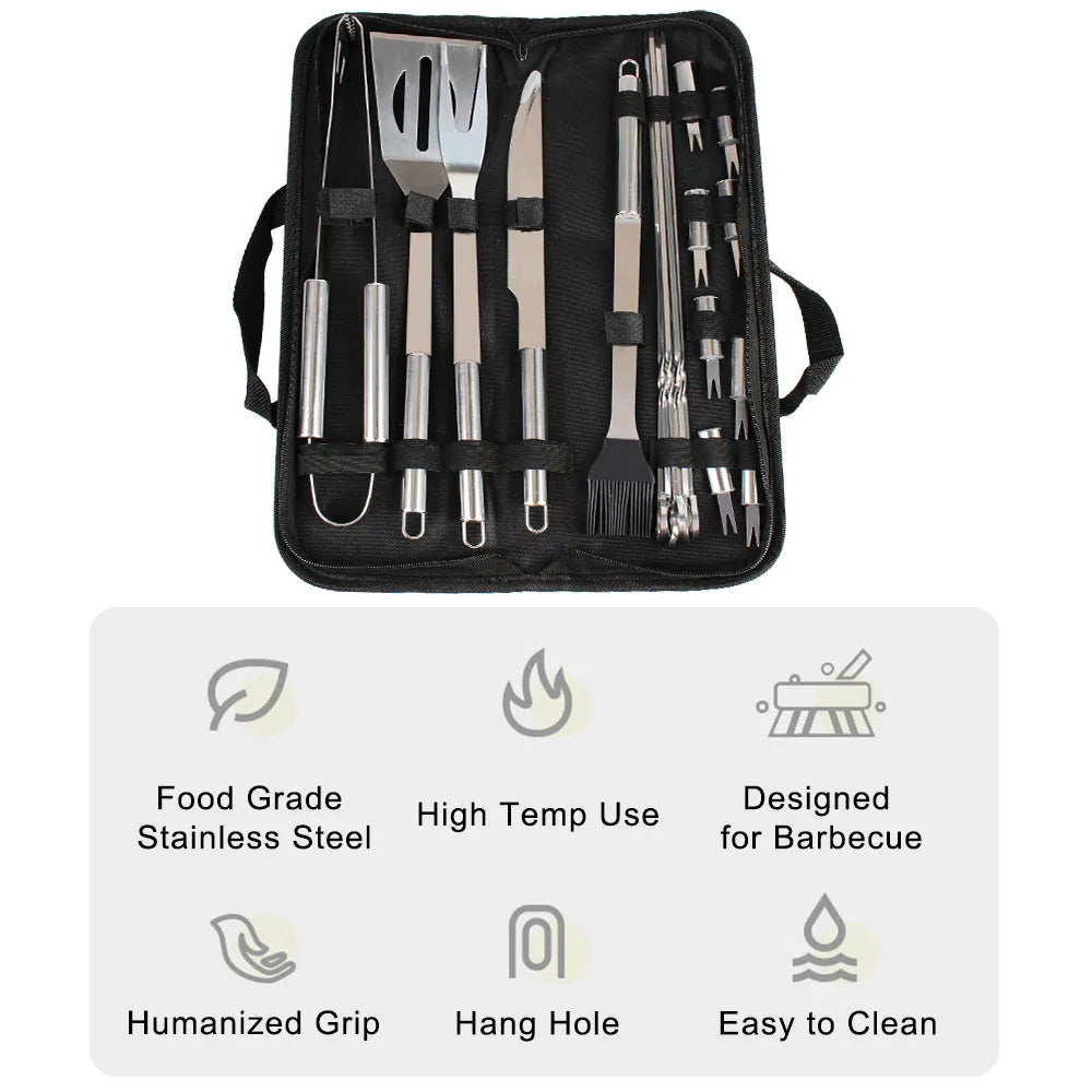 Stainless Steel Barbecue Utensil Set For Outdoor Cooking