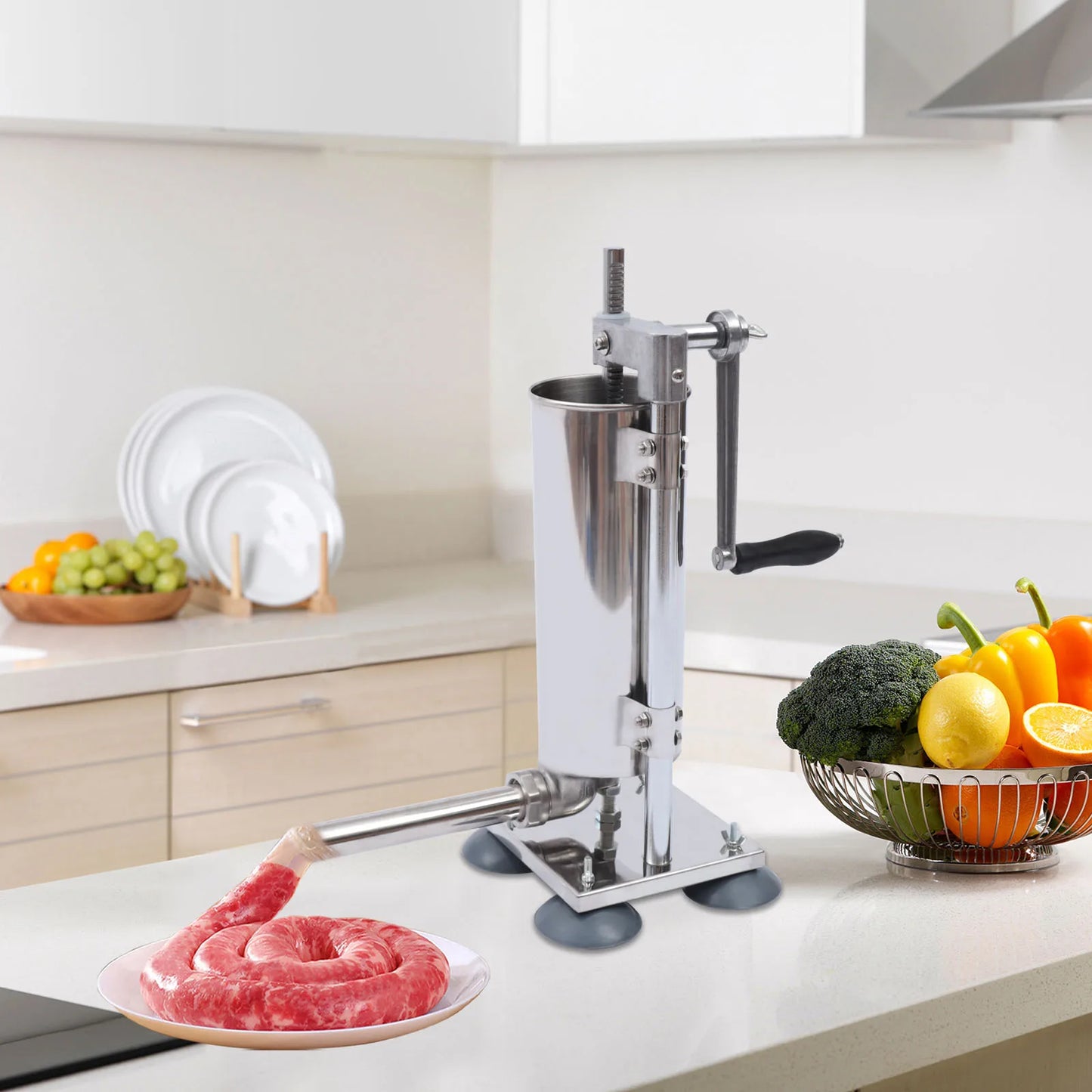 Vertical Manual Sausage Stuffer Stainless Steel Meat Maker Tool