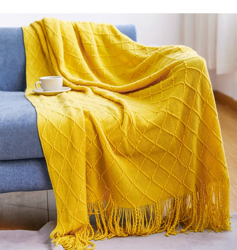 Nordic Stripes Throw Blanket Sofa Cover Bed End Towel Bedroom Decoration Leisure Soft Shawl Warm Boho Decor Bedspread