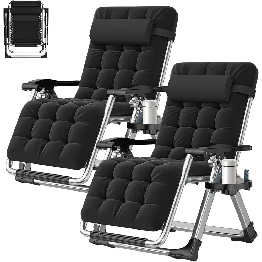 Zero Gravity Outdoor Lounge Chair Pair With Cushions