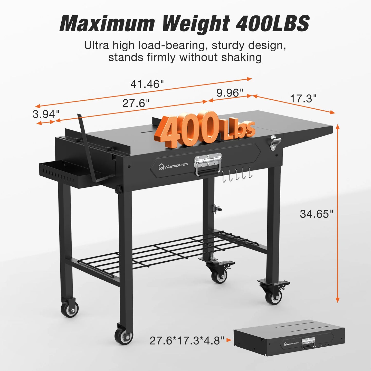 Portable BBQ Cart Table for Outdoor Garden Picnic Camping