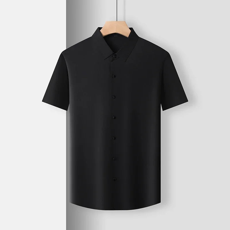 Men's Business Casual Short Sleeve Solid Color Shirt