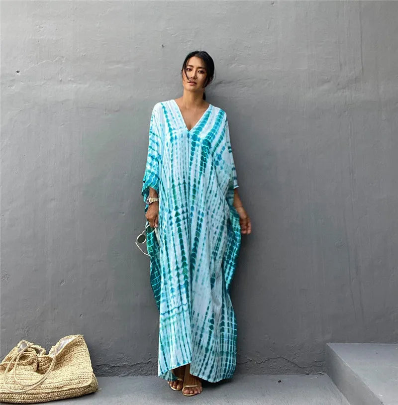 Plus Size Women Beach Coverup Casual Kaftan Swimwear Dress