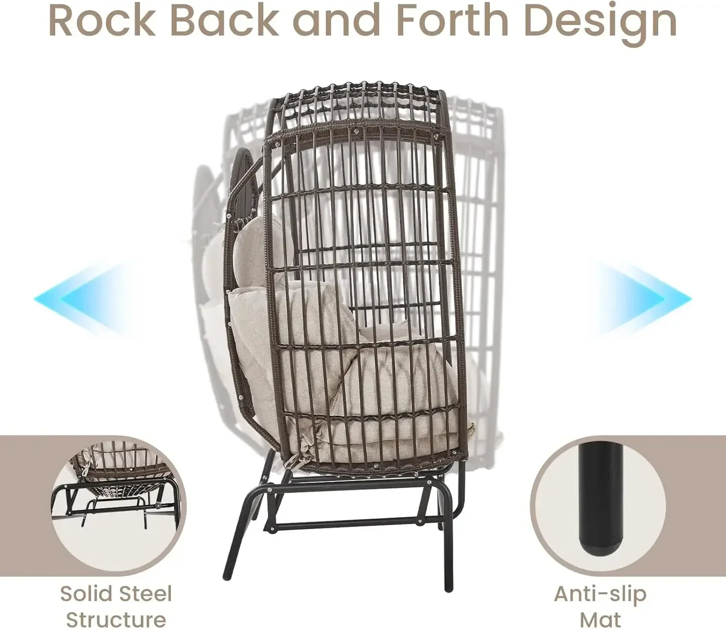 Cozy Outdoor Glider Egg Chair for Two with Thick Cushions