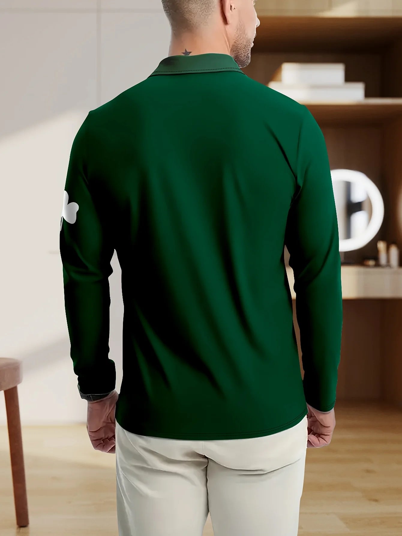 Men's Saint Patrick's Day Golf Shirt with Zipper Flip Collar