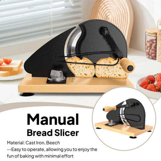 Choice Manual Bread Slicer Cast Iron Body Beech Wood Base