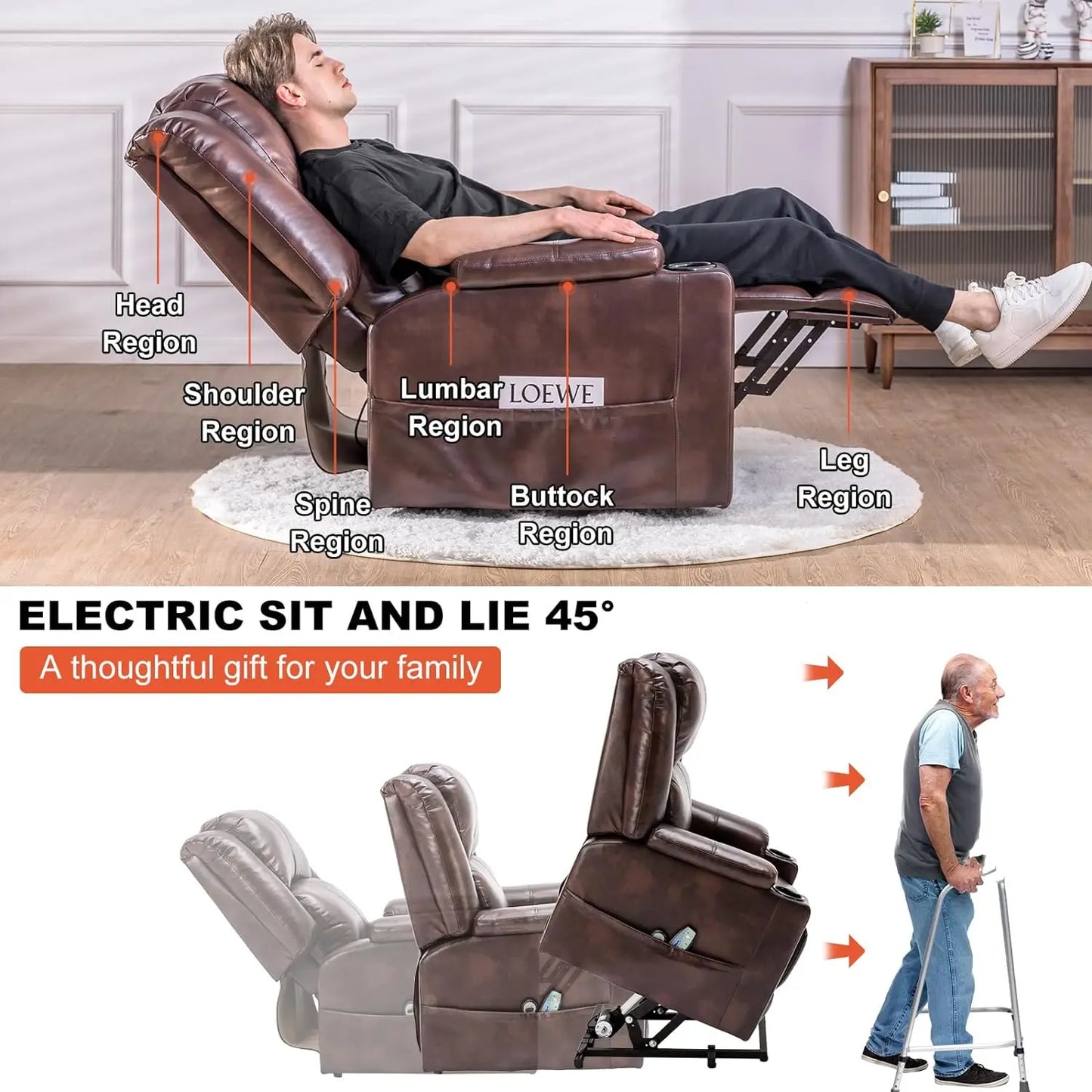 Comhoma Power Lift Recliner Chair with Heat and Massage