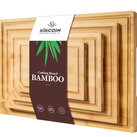4 Piece Extra Large Kitchen Bamboo Cutting Board Set
