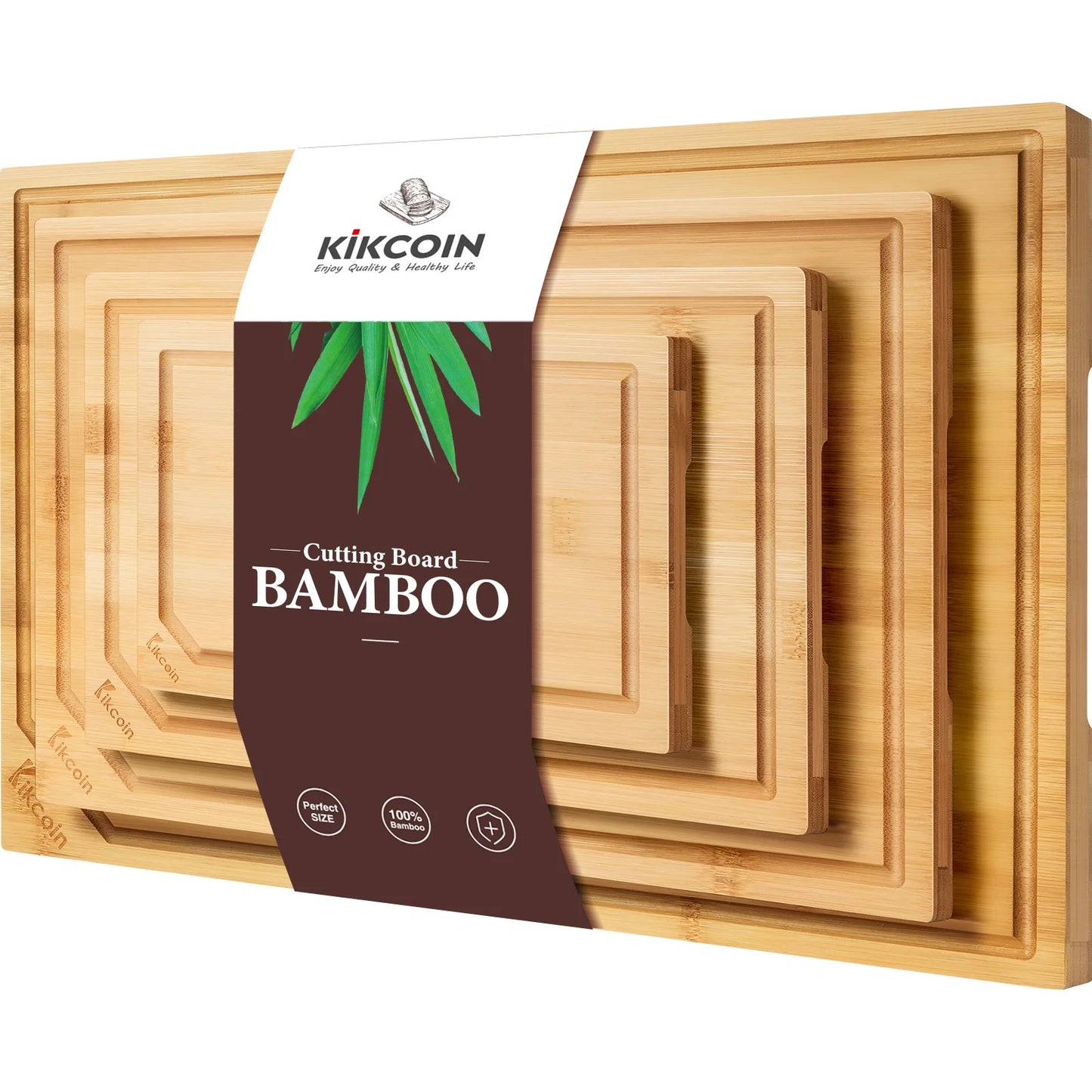 4 Piece Extra Large Kitchen Bamboo Cutting Board Set