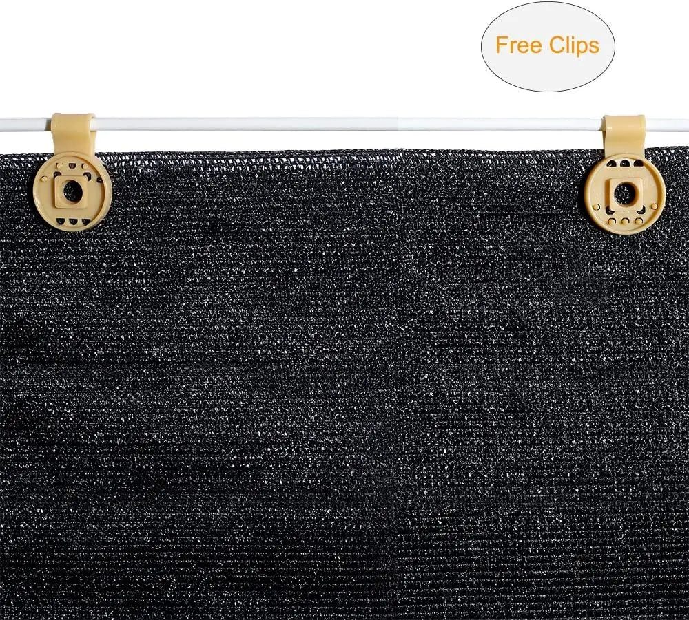 6.5 Ft x 20 Ft 50 Percent Sunblock Shade Cloth Cover with Clips for Plants in Black