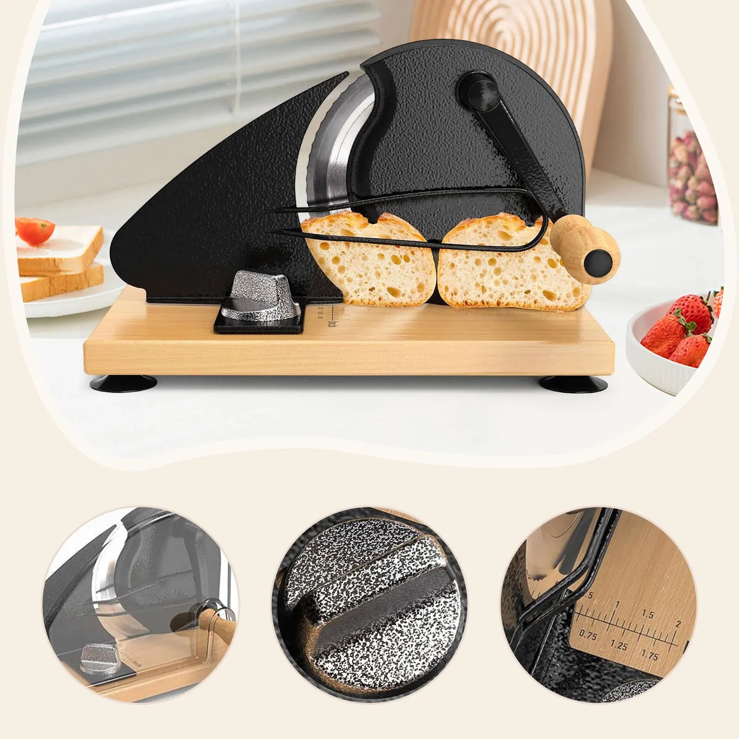 Choice Manual Bread Slicer Cast Iron Body Beech Wood Base